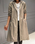 Women's Rainproof Long Trench Coat with Hood