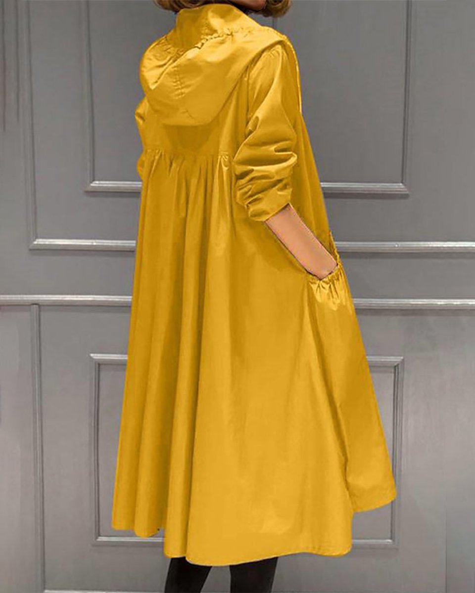 Women's Rainproof Long Trench Coat with Hood