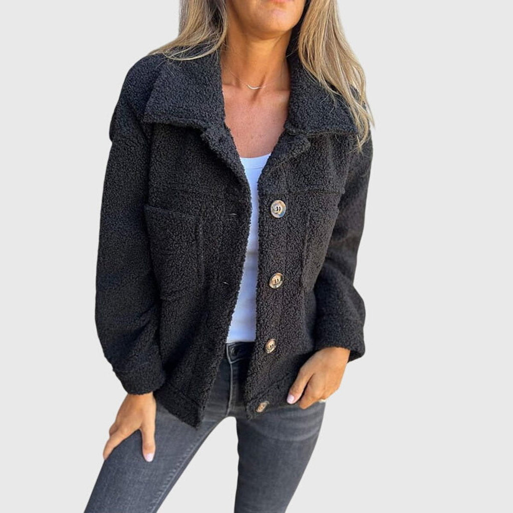 Women's Plush Curly Sherpa Button-Up Shacket
