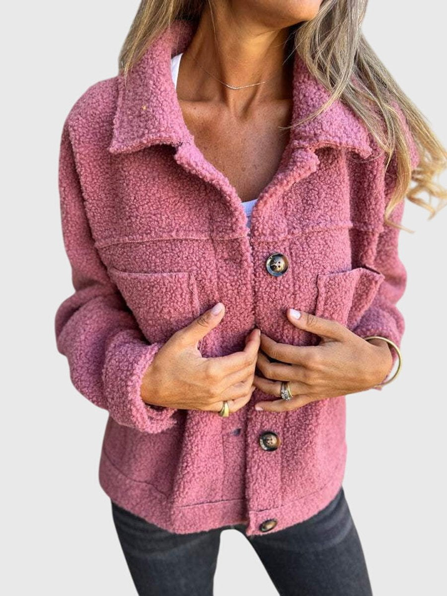 Women's Plush Curly Sherpa Button-Up Shacket