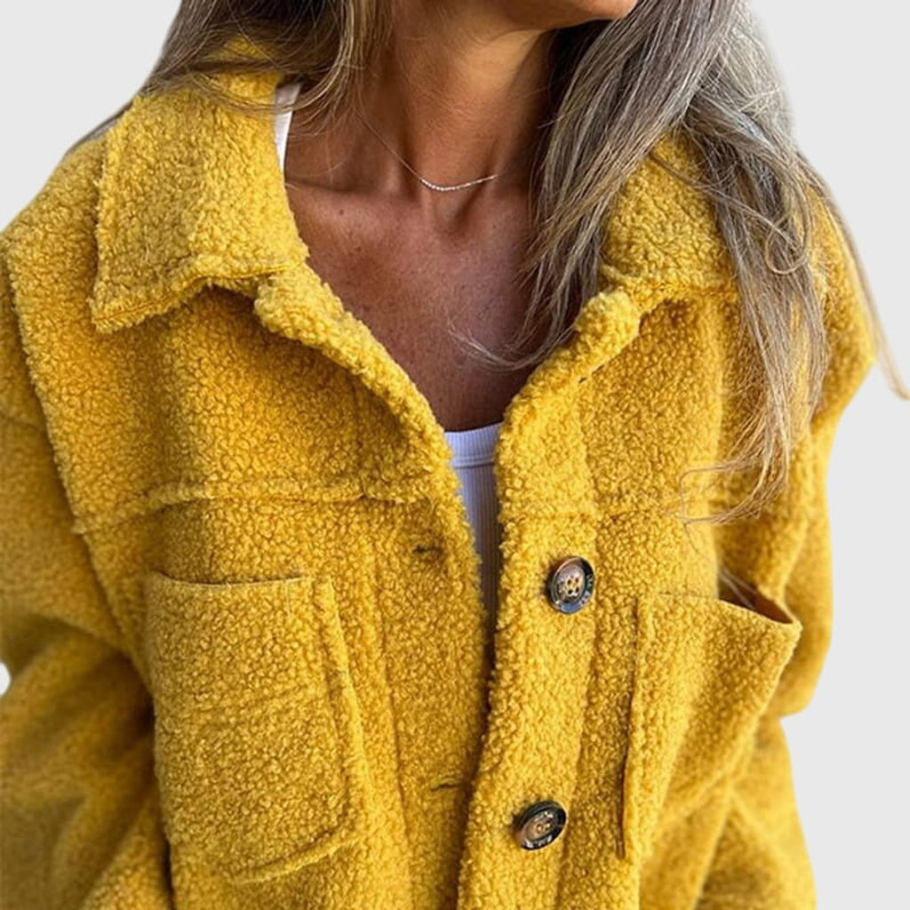 Women's Plush Curly Sherpa Button-Up Shacket