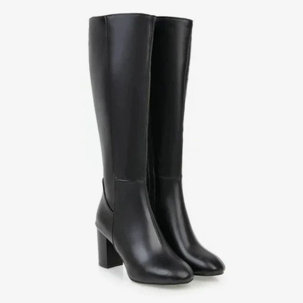 Women's Tall Block-Heeled Zip Boots for Skirts and Dresses