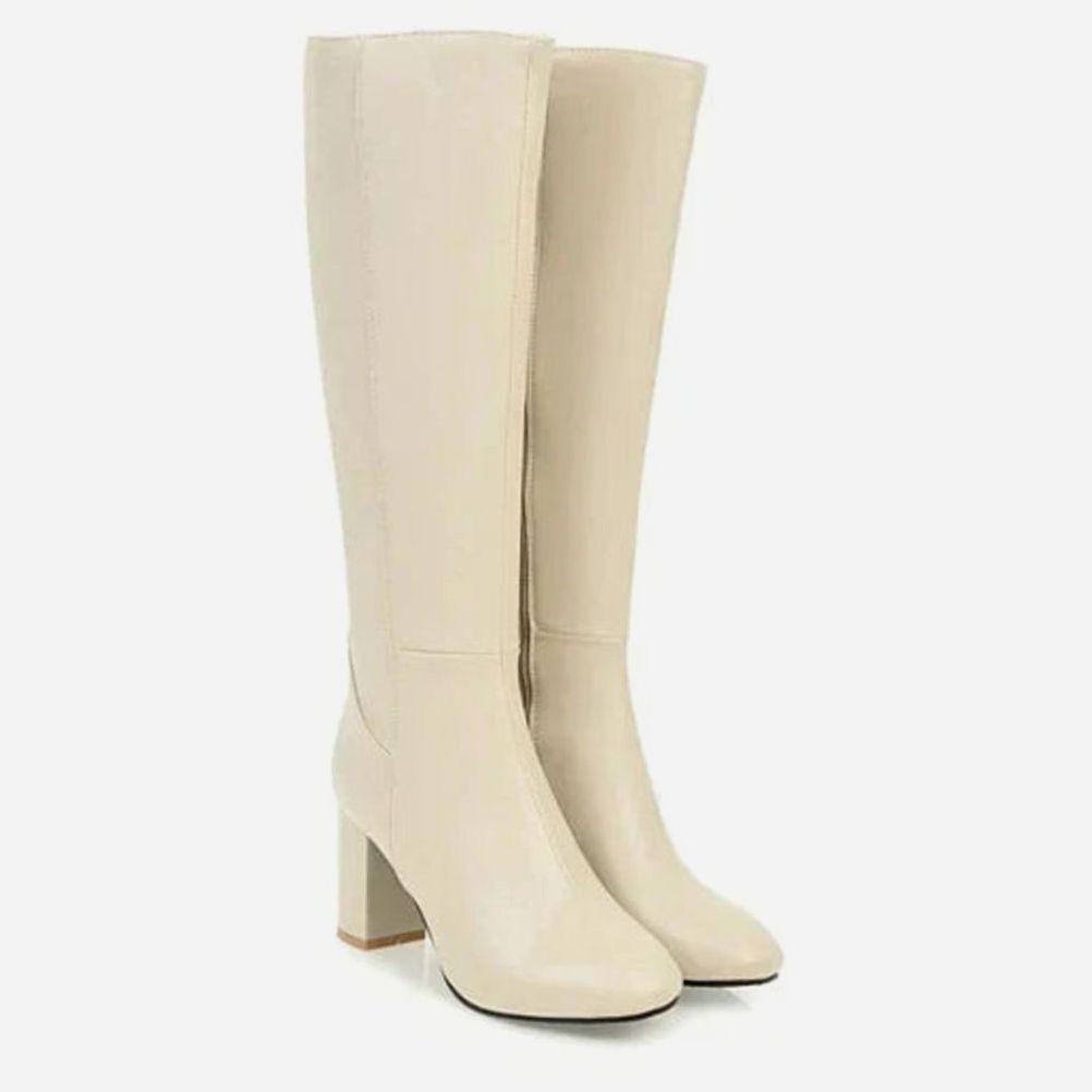 Women's Tall Block-Heeled Zip Boots for Skirts and Dresses