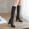 Women's Sleek Faux Leather Knee-Length Boots