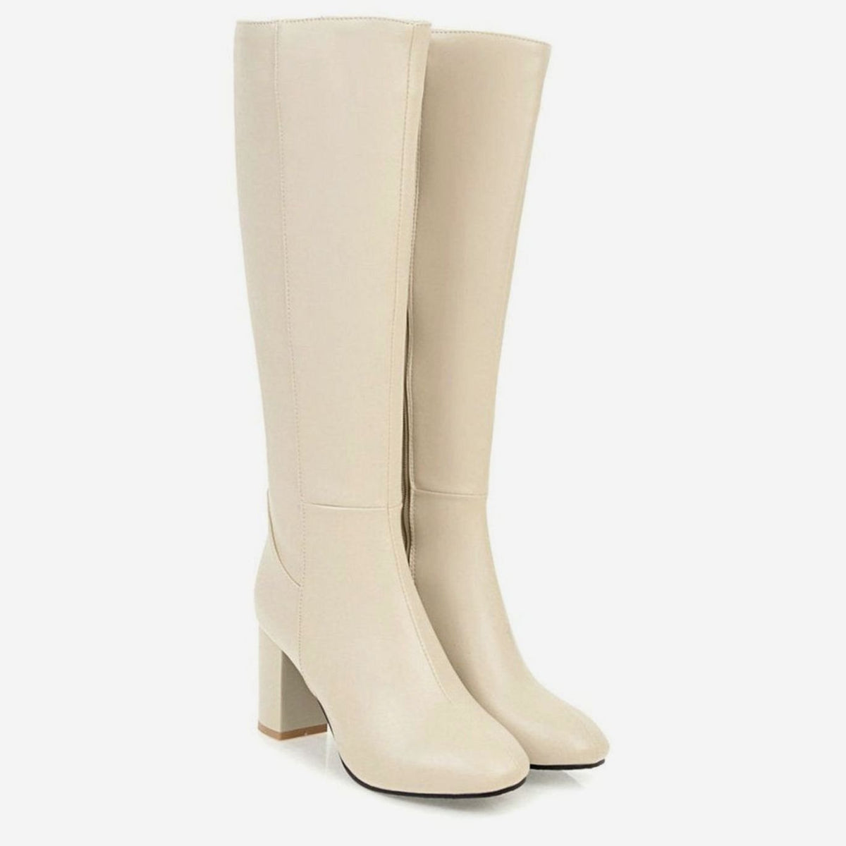 Women's Sleek Faux Leather Knee-Length Boots