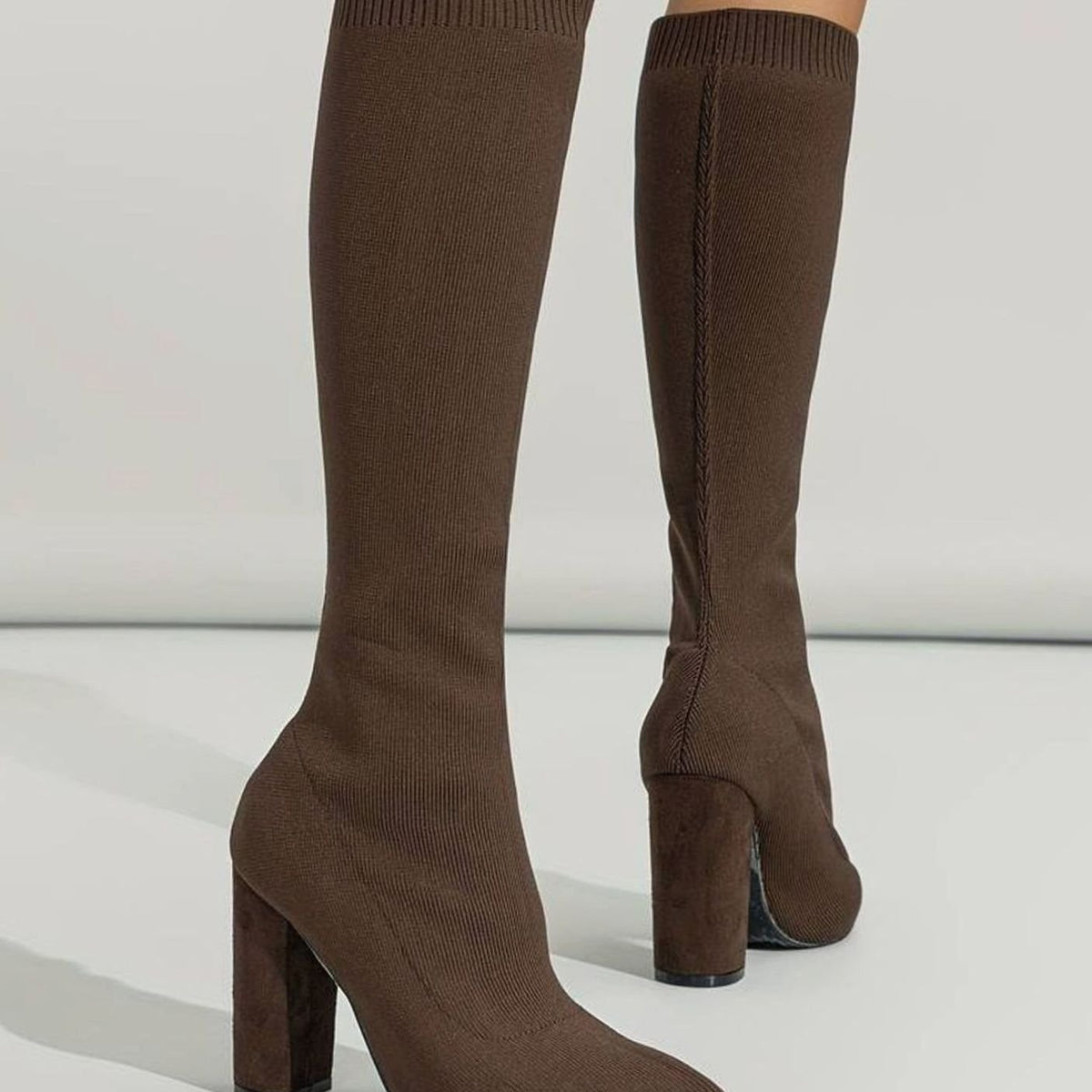 Women's Ribbed Knit Pull-On Pointed Sock Boots