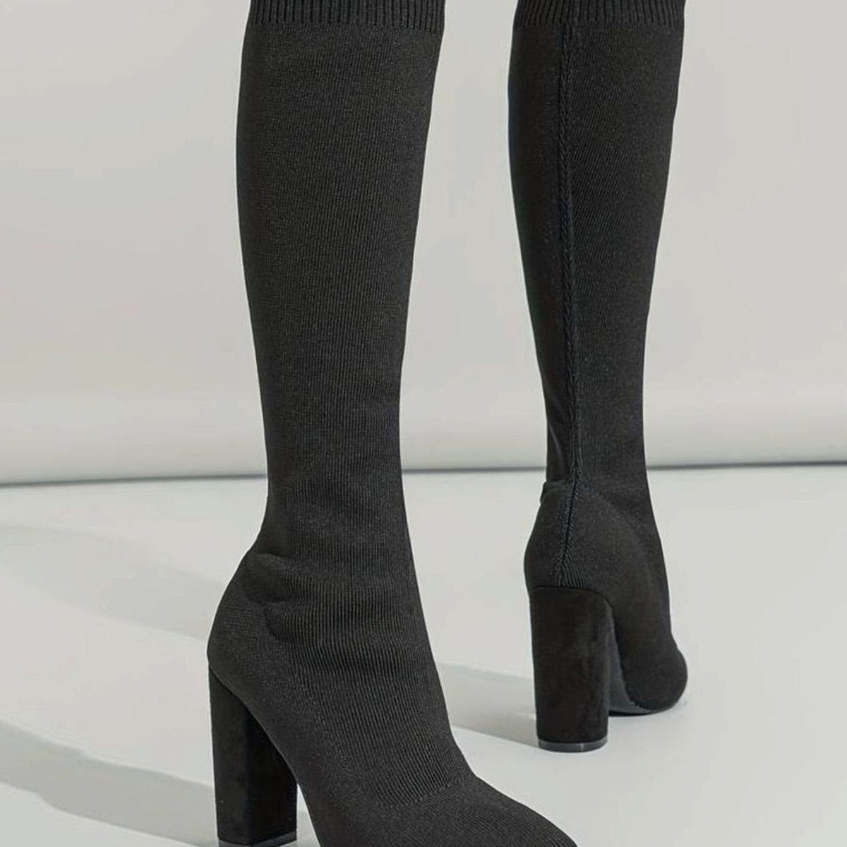 Women's Ribbed Knit Pull-On Pointed Sock Boots