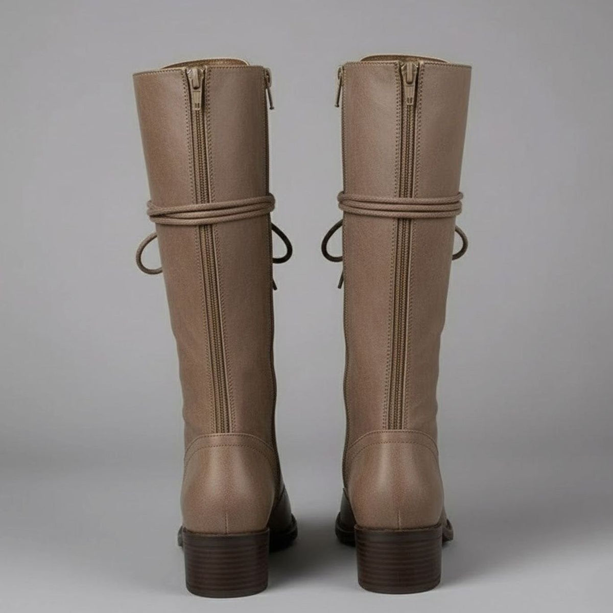 Women's Full Lacing Studded Knee High Faux Leather Boots