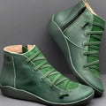Women's Cross-Strap Lace-Up Casual Flat Zip Booties