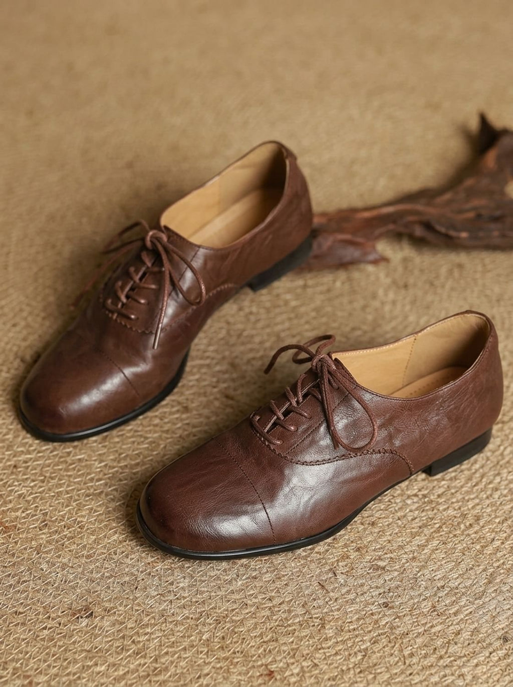 Women's Vintage Style Cushioned Cap Toe Flat Oxfords