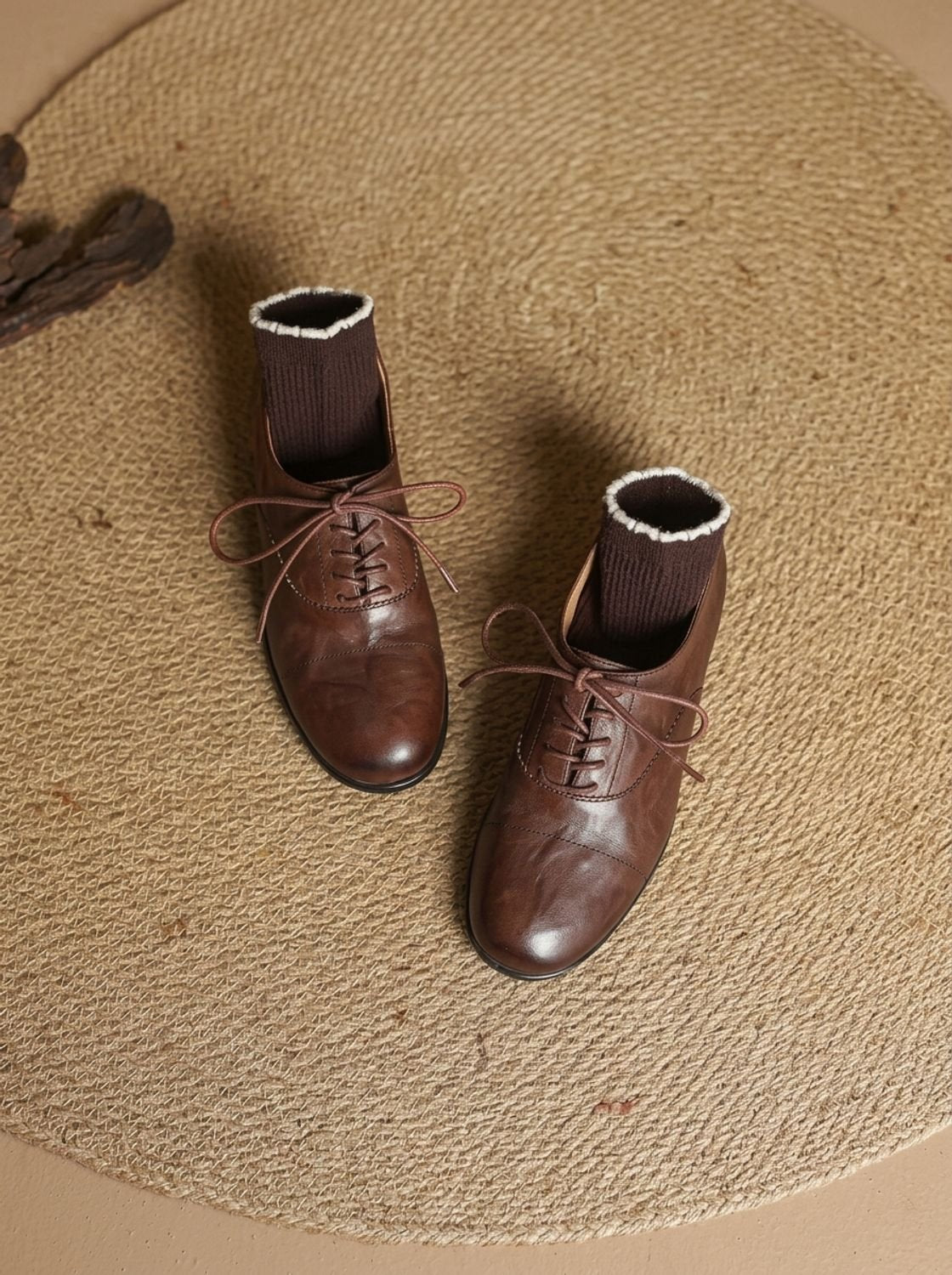 Women's Vintage Style Cushioned Cap Toe Flat Oxfords