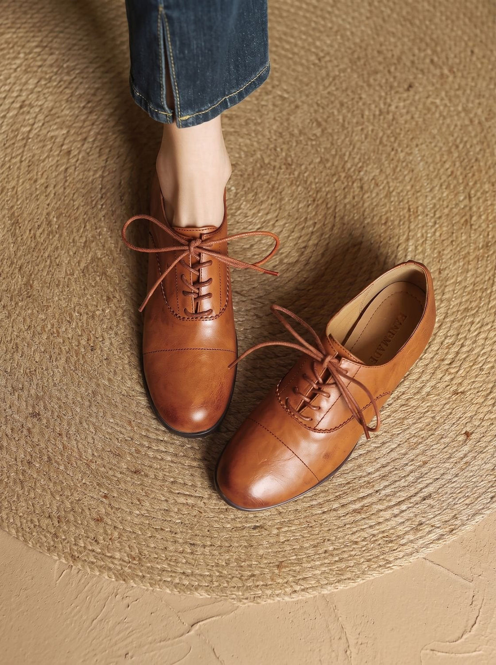 Women's Vintage Style Cushioned Cap Toe Flat Oxfords