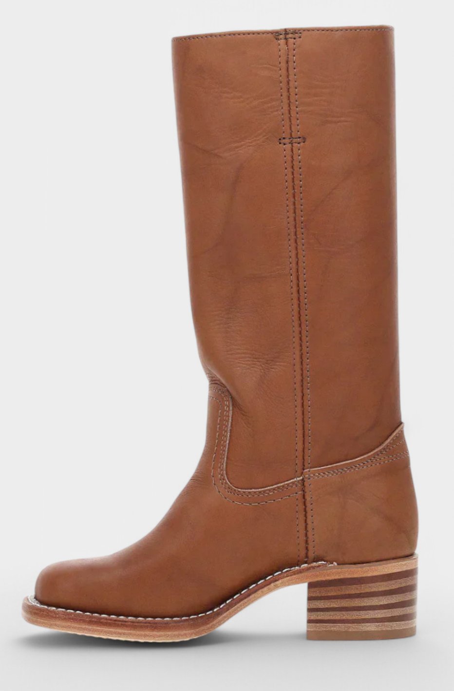 Women's Knee-High Stacked Heel Genuine Leather Boots