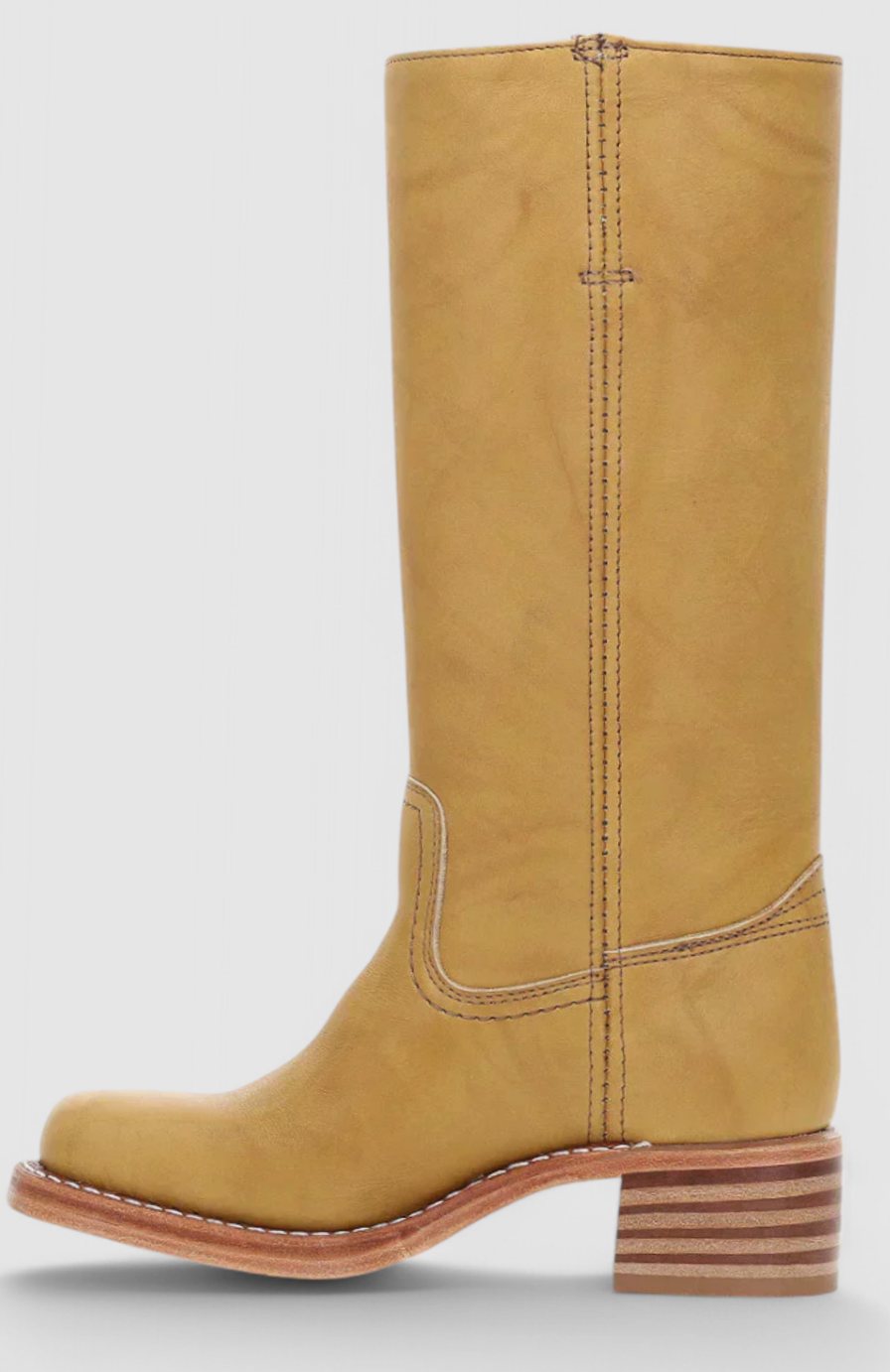 Women's Knee-High Stacked Heel Genuine Leather Boots