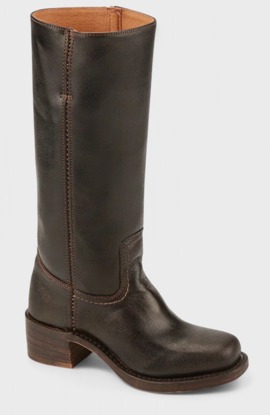 Women's Knee-High Stacked Heel Genuine Leather Boots