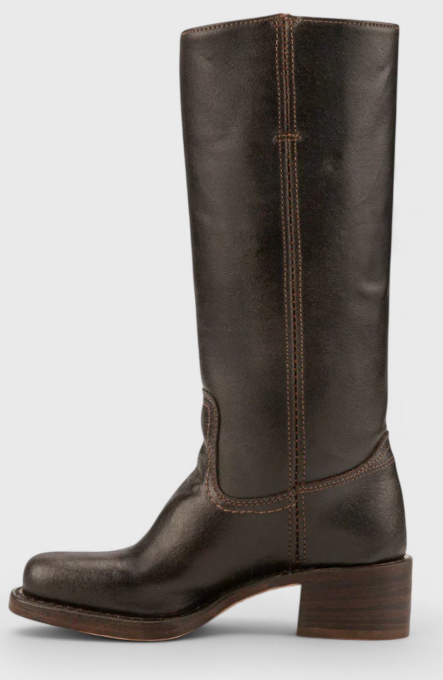 Women's Knee-High Stacked Heel Genuine Leather Boots