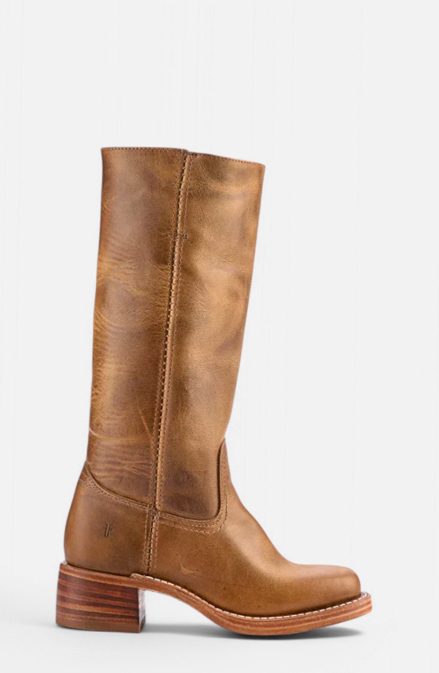 Women's Knee-High Stacked Heel Genuine Leather Boots