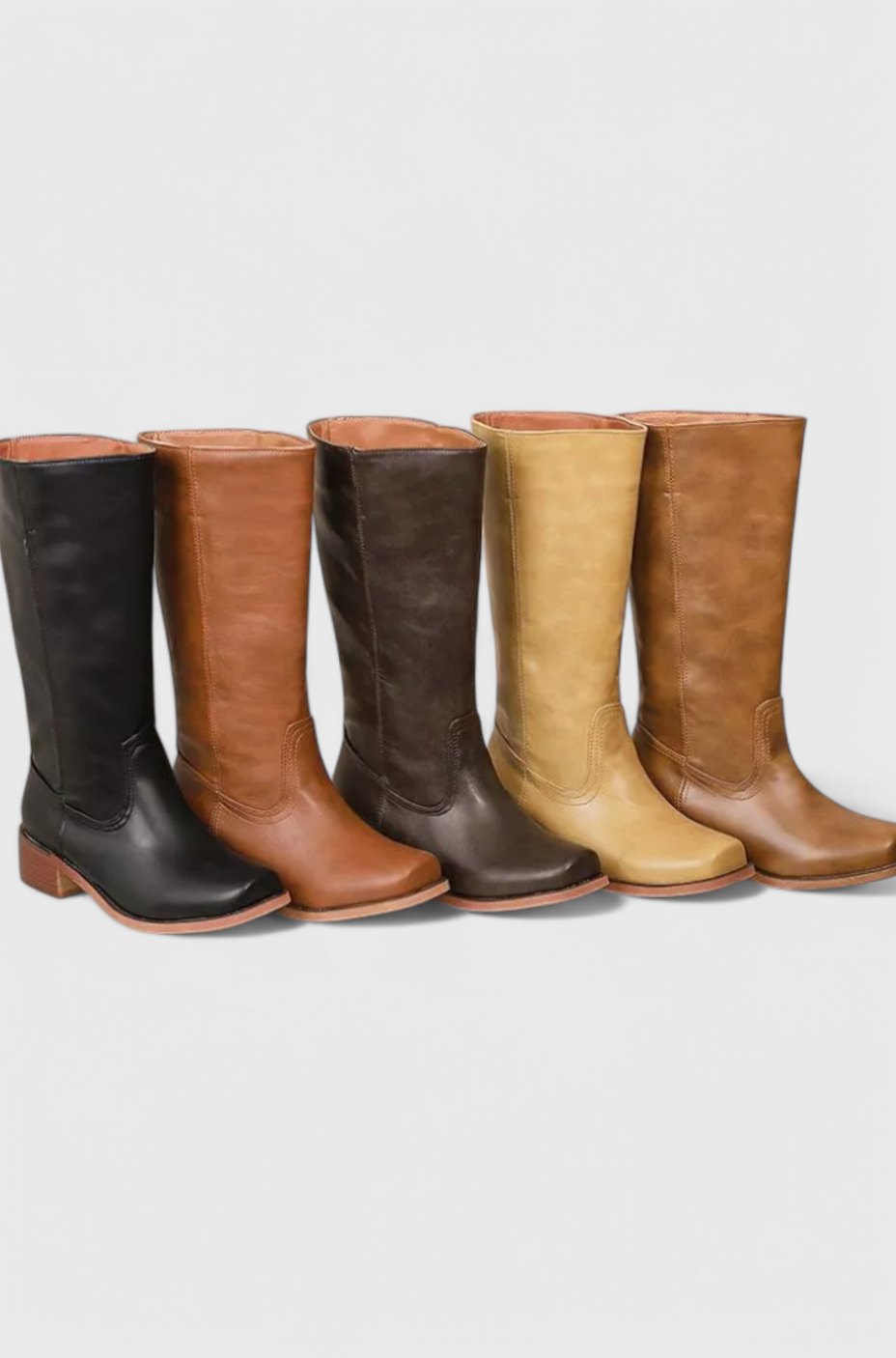 Women's Knee-High Stacked Heel Genuine Leather Boots