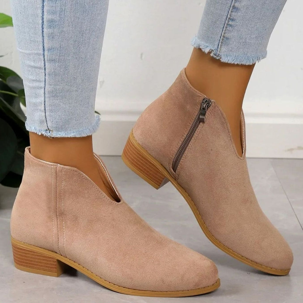Women's Zip-Side Block Heel Animal Print Short Boots