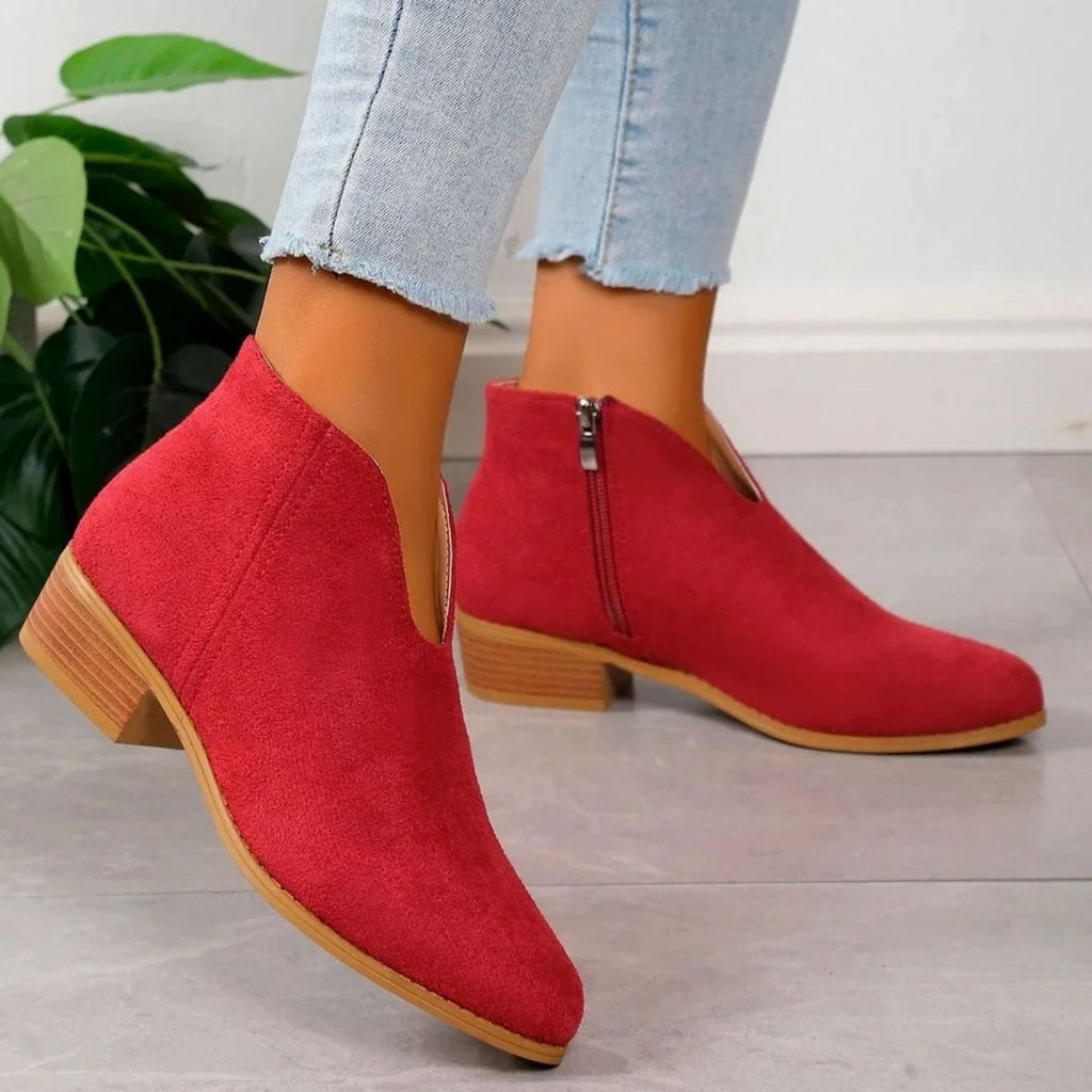 Women's Zip-Side Block Heel Animal Print Short Boots