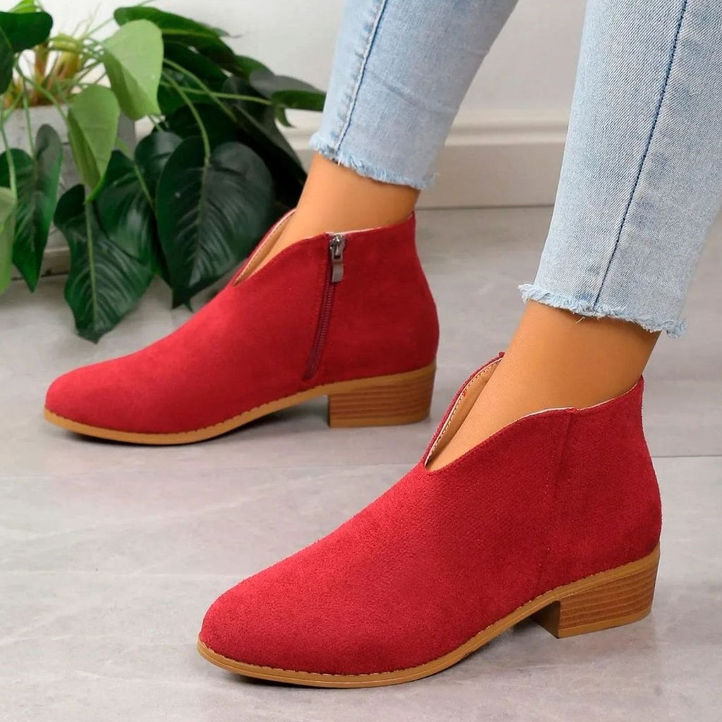 Women's Zip-Side Block Heel Animal Print Short Boots