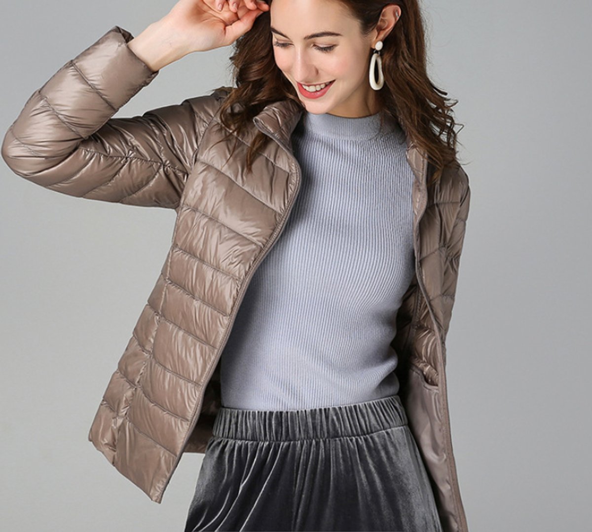 Women's Quilted Stand-Collar Lightweight Puffer Parka