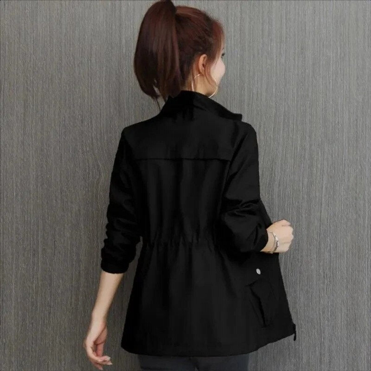 Women's Drawstring Bomber Jacket for Cool Summer Evenings