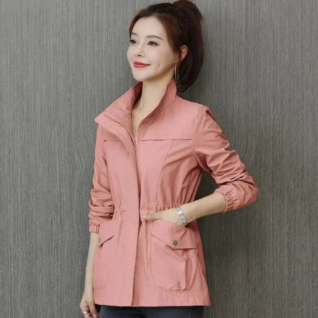 Women's Drawstring Bomber Jacket for Cool Summer Evenings