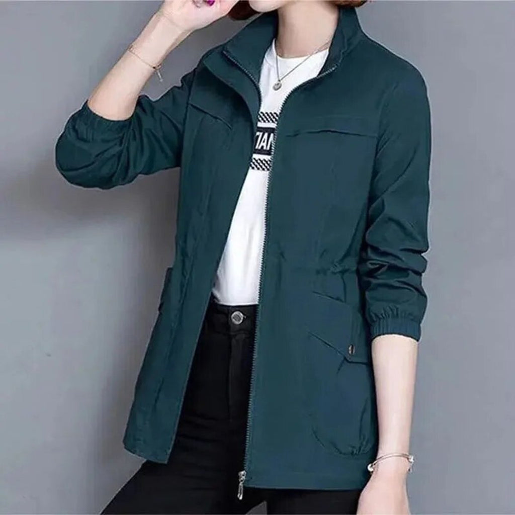 Women's Drawstring Bomber Jacket for Cool Summer Evenings