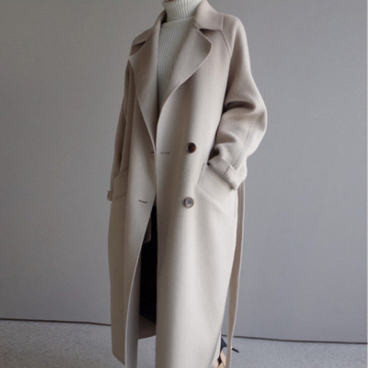 Women's Longline Knitted Double Breasted Cardigan Coat