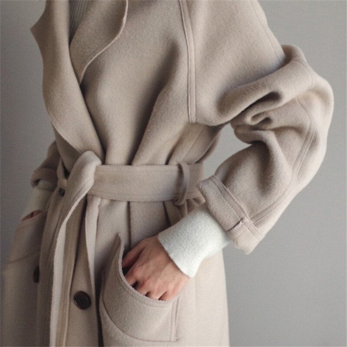 Women's Longline Knitted Double Breasted Cardigan Coat