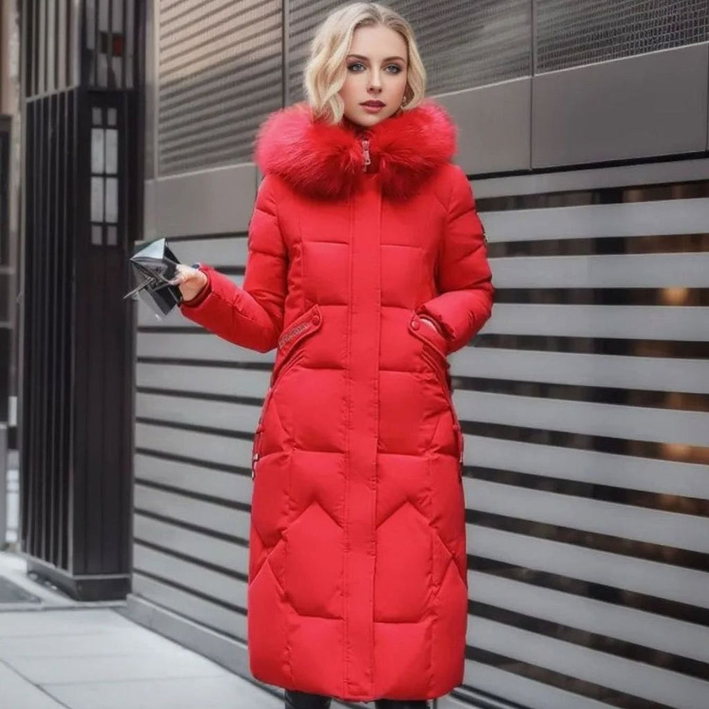 Women's Fur-Trimmed Hood Long Winter Coat