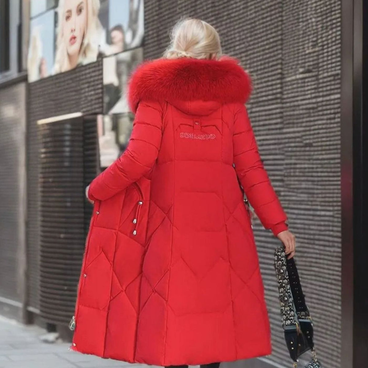Women's Fur-Trimmed Hood Long Winter Coat