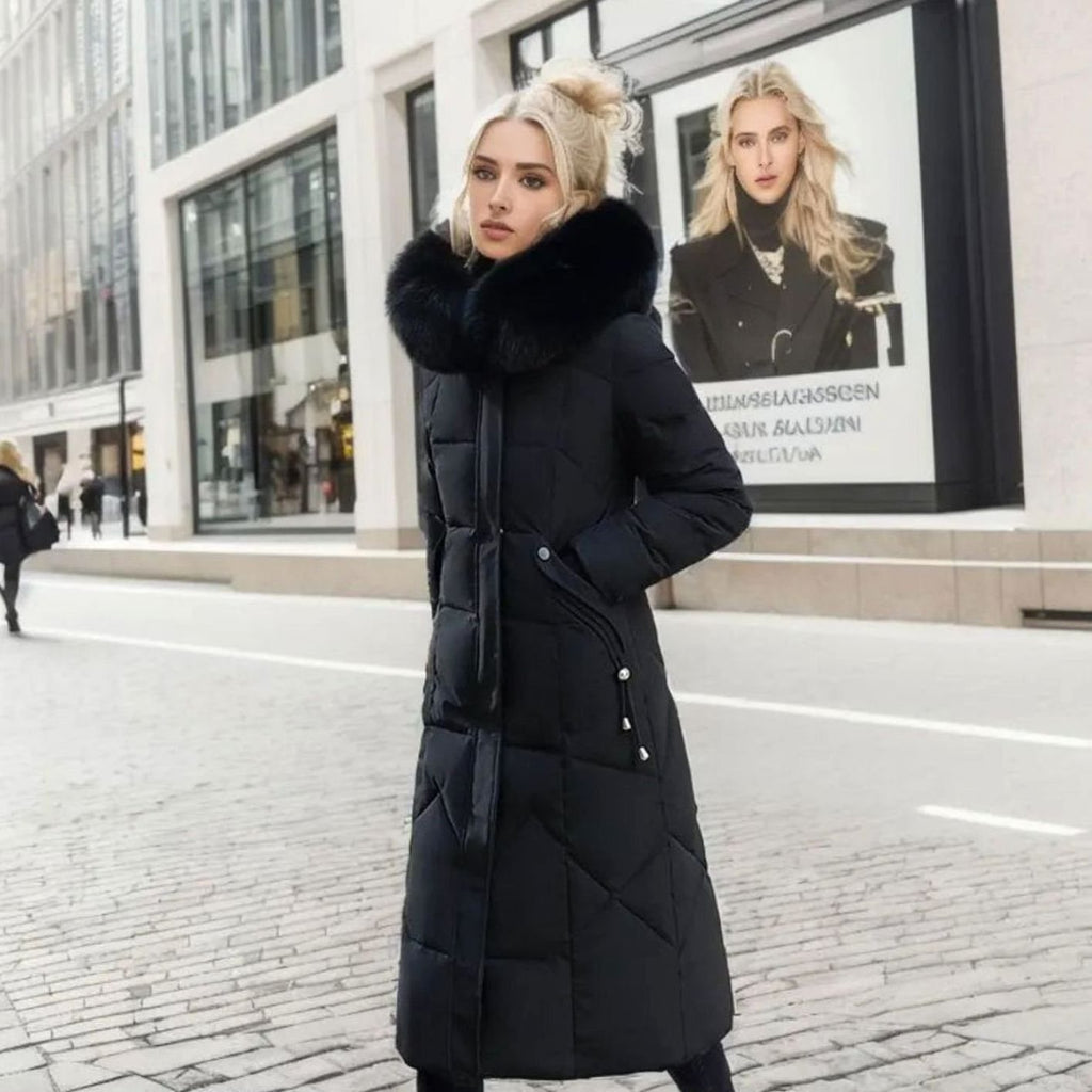 Women's Fur-Trimmed Hood Long Winter Coat