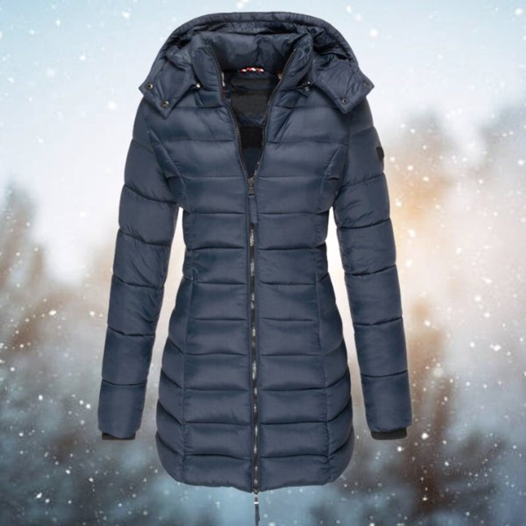 Women's Mid-Thigh Hooded Puffer Coat for Winter