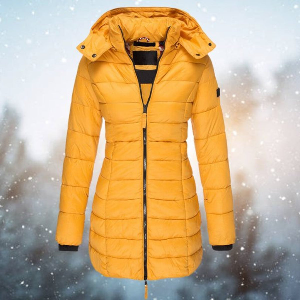 Women's Mid-Thigh Hooded Puffer Coat for Winter