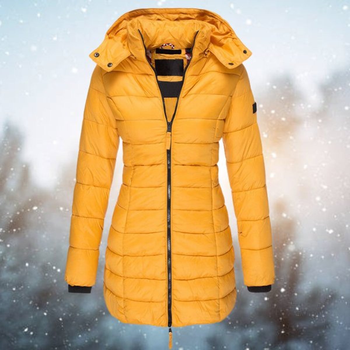 Women's Mid-Thigh Hooded Puffer Coat for Winter