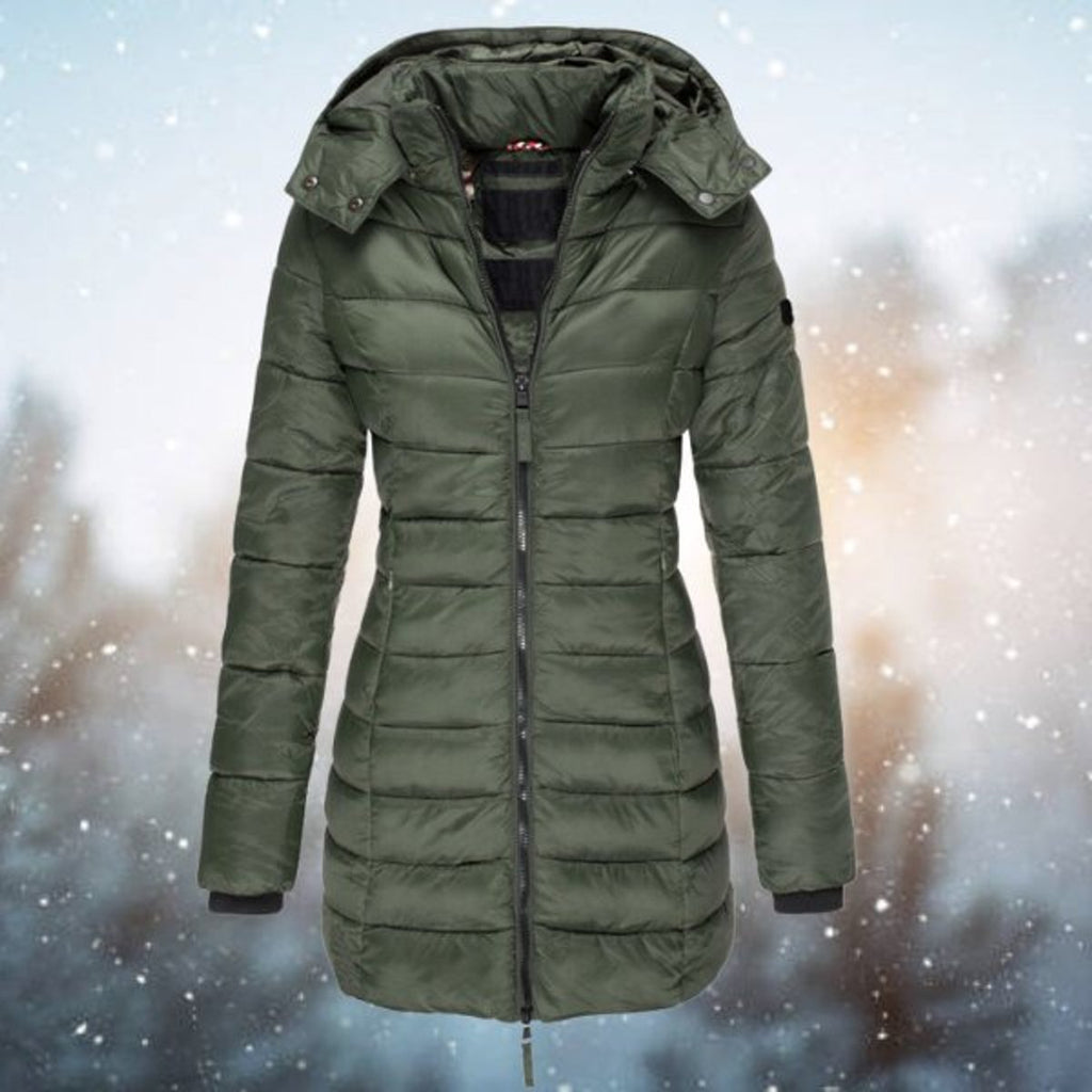 Women's Mid-Thigh Hooded Puffer Coat for Winter