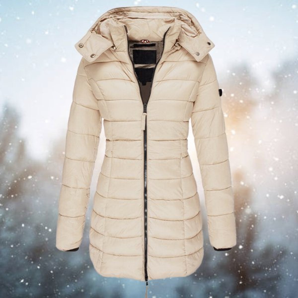 Women's Mid-Thigh Hooded Puffer Coat for Winter