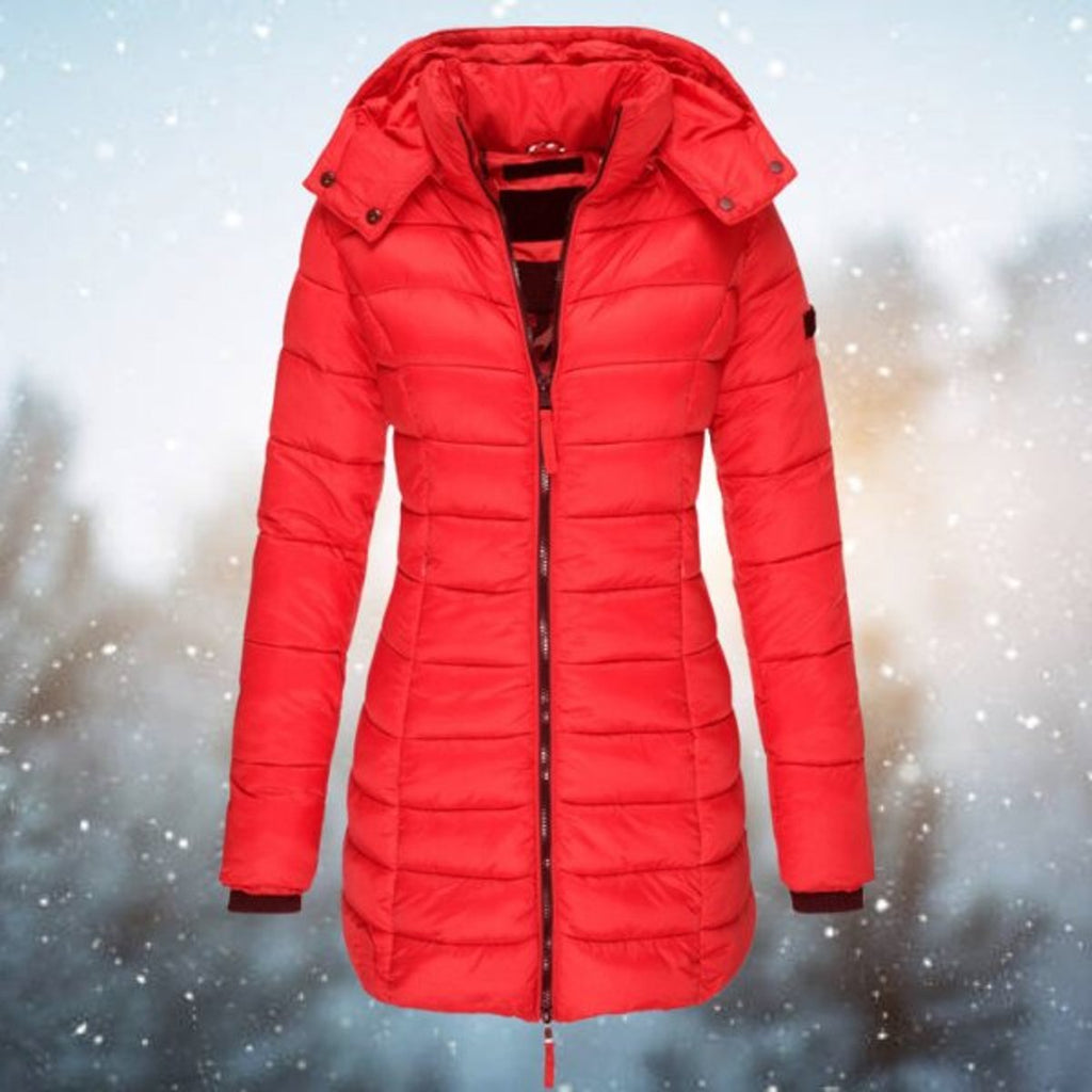 Women's Mid-Thigh Hooded Puffer Coat for Winter