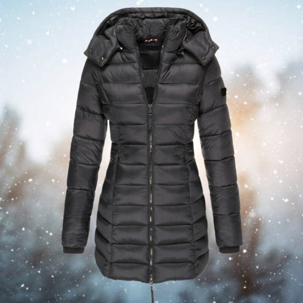 Women's Mid-Thigh Hooded Puffer Coat for Winter