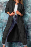 Women's Open-Front Ankle-Length Pom-Pom Sweater Coat