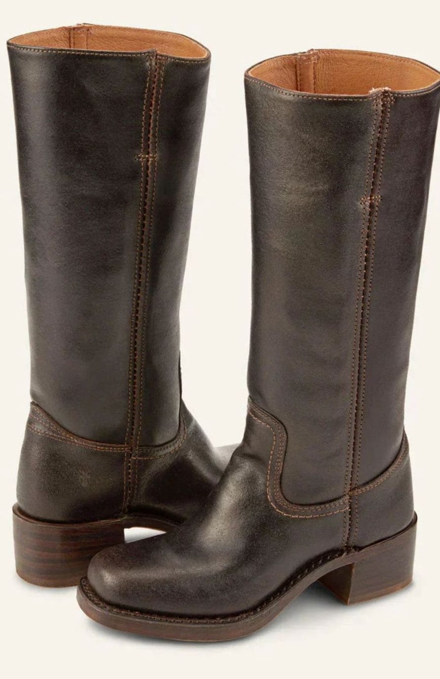 Women's Classic Mid-Calf Stacked Heel Cowgirl Boots