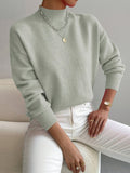 Women's Loose Soft Mock Turtleneck Sweater with Rib Cuffs