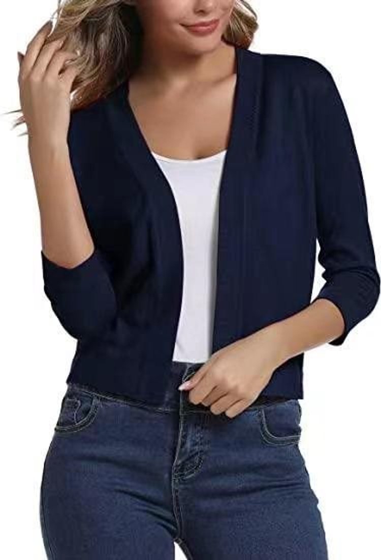 Women's Short Draped Knit Cardigan for Cool Evenings