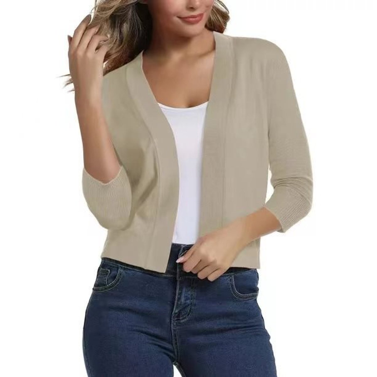 Women's Short Draped Knit Cardigan for Cool Evenings