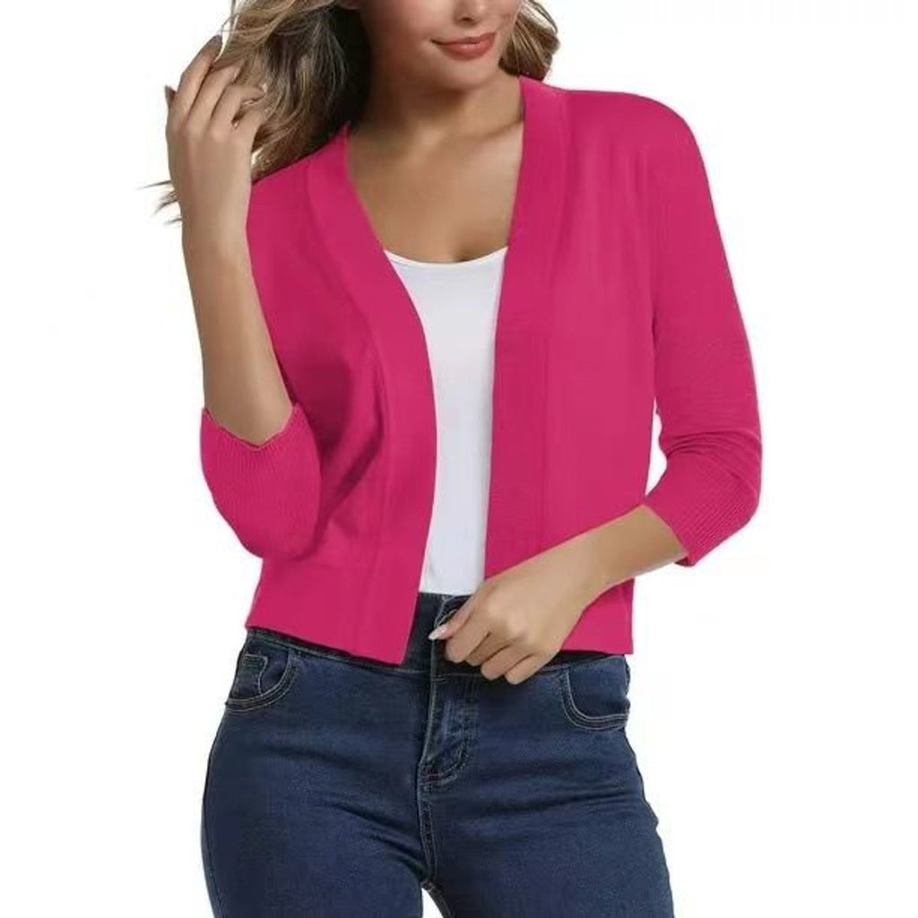 Women's Short Draped Knit Cardigan for Cool Evenings