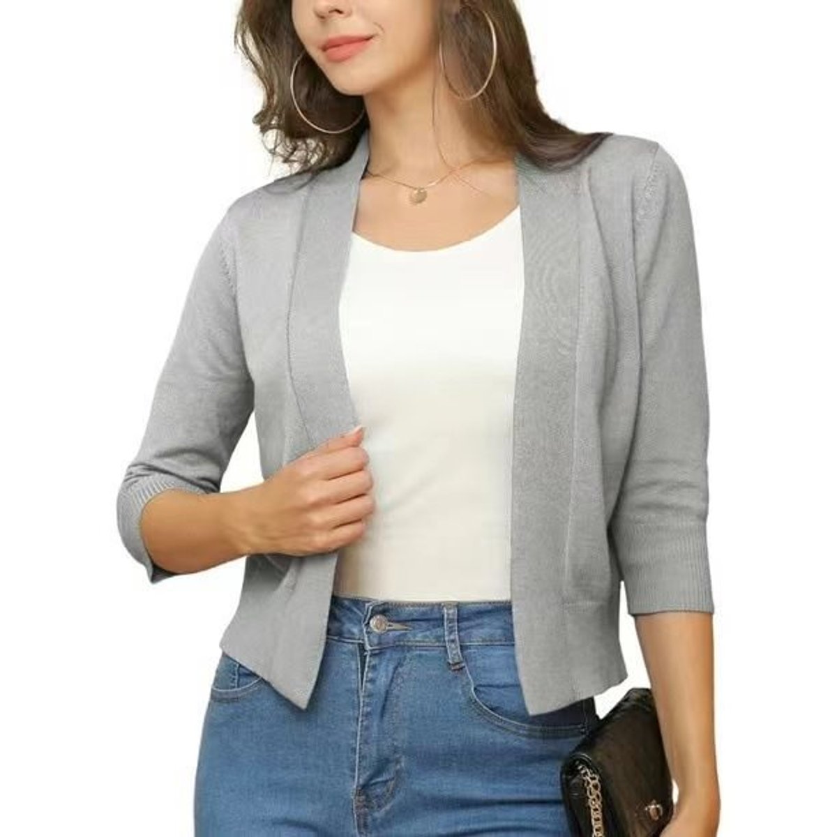 Women's Short Draped Knit Cardigan for Cool Evenings