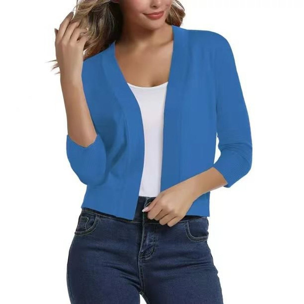 Women's Short Draped Knit Cardigan for Cool Evenings