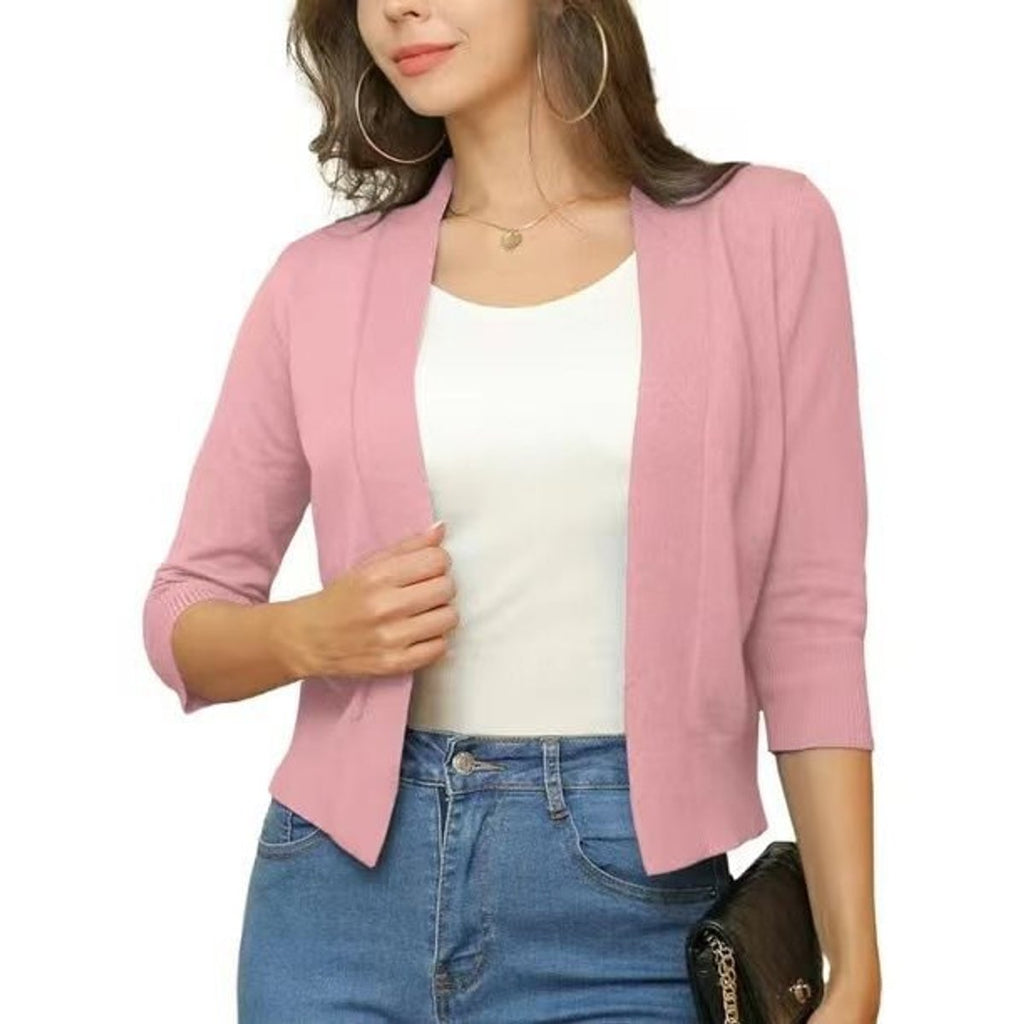 Women's Short Draped Knit Cardigan for Cool Evenings